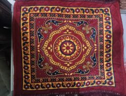 Carpet/Pooja Mat|Square Shape & Soft Velvet Material|Maditation Prayer Mat|Size 60 x 60 CM (Red)