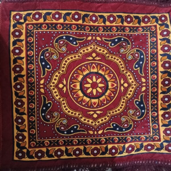 Carpet/Pooja Mat|Square Shape & Soft Velvet Material|Maditation Prayer Mat|Size 60 x 60 CM (Red)