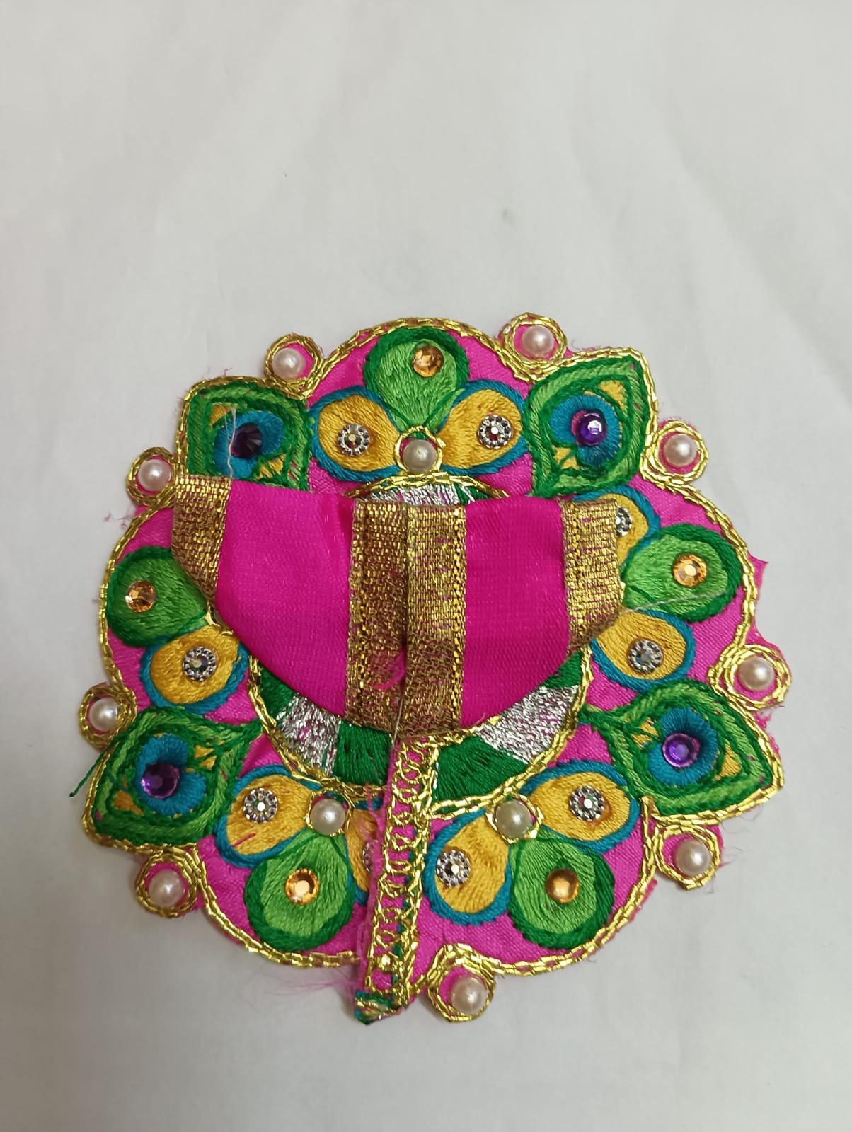 Kanha ji cotton embroidery frock for 0-1 no. Laddu gopal