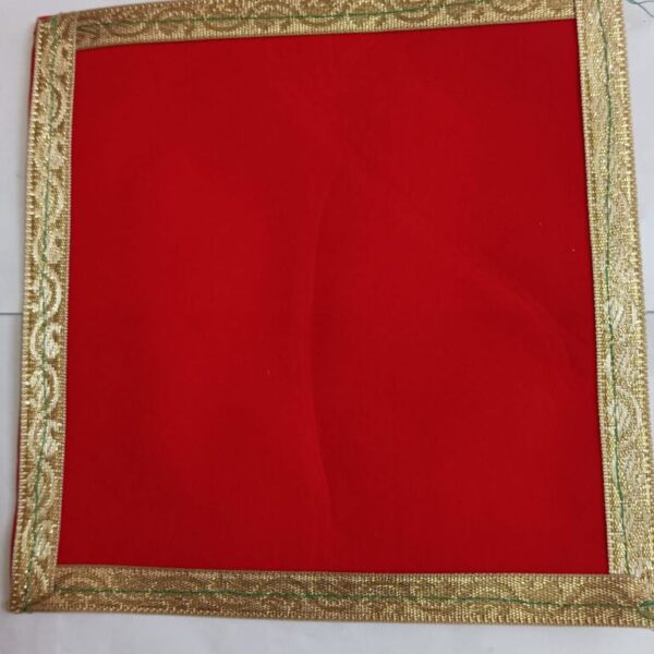 Red Velvet Pooja Aasan Cloth / Chowki Aasan Kapda / Big Size Plain Altar Cloth for Home Mandir, Temple and Pooja Ghar