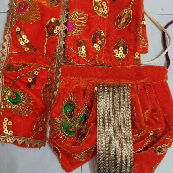 Radha Krishna velvet embroidered Work Radha Krishna Dress Set/Lehenga Dhoti, shringar Clothes for 5 no.