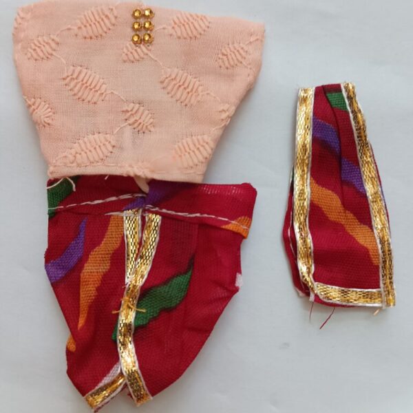 Kanha ji cotton chikankari kurta dhoti patka peach