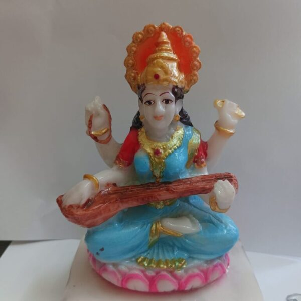 Beautiful Marble Dust Hindu Goddess Saraswati Idol for Worship or Decoration, Knowledge and Arts Statue