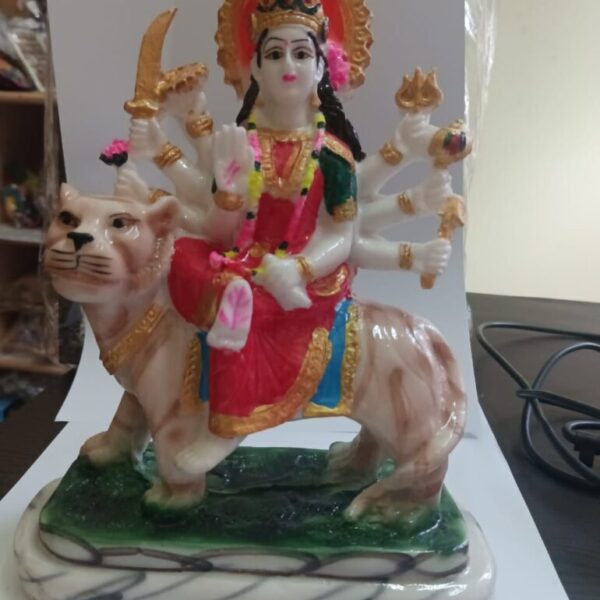 Durga Devi MATA Rani Sherawali Marble Dust Statue Idol Religious Murti for Temple Home