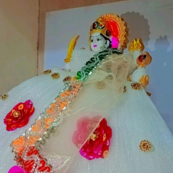 MATA Rani Vastra, Devi MATA Poshak, Durga MATA Dress, Radha Rani Poshak white 6 no.