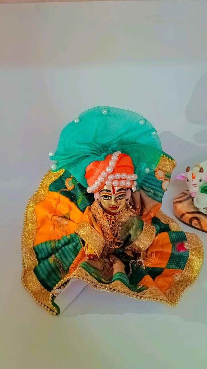 Kanha ji cotton frock 4 no. laddu gopal without pagdi