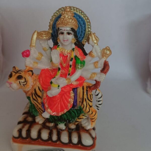 Durga Devi MATA Rani Sherawali Marble Dust Statue Idol Religious Murti for Temple Home