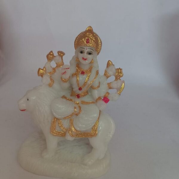 Durga Devi MATA Rani Sherawali Marble Dust Statue Idol Religious Murti for Temple Home