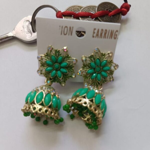 Stylish Traditional Jhumki Earrings For Women & Girls Green