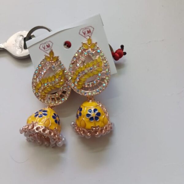 Stylish Traditional Jhumki Earrings For Women & Girls yellow