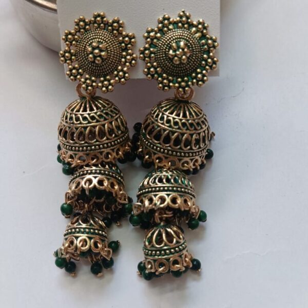 Stylish Traditional Jhumki Earrings For Women & Girls green