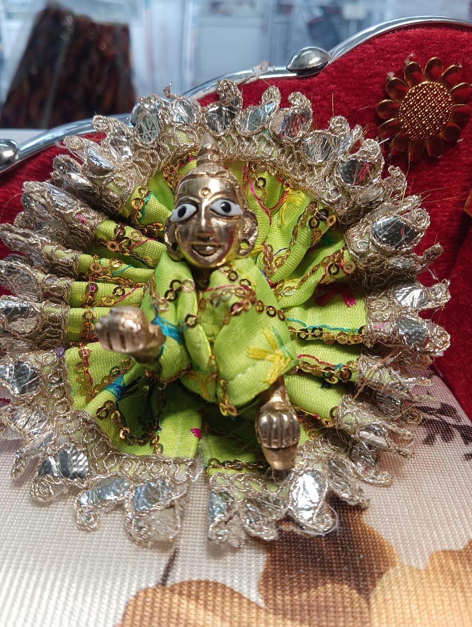 Kanha ji brocade frock 0-1 no. laddu gopal