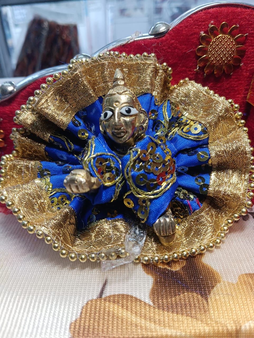 Kanha ji brocade frock 0-1 no. laddu gopal