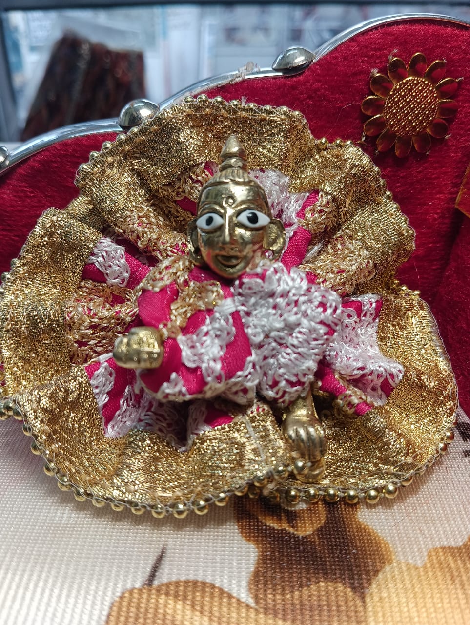 Kanha ji brocade frock 0-1 no. laddu gopal